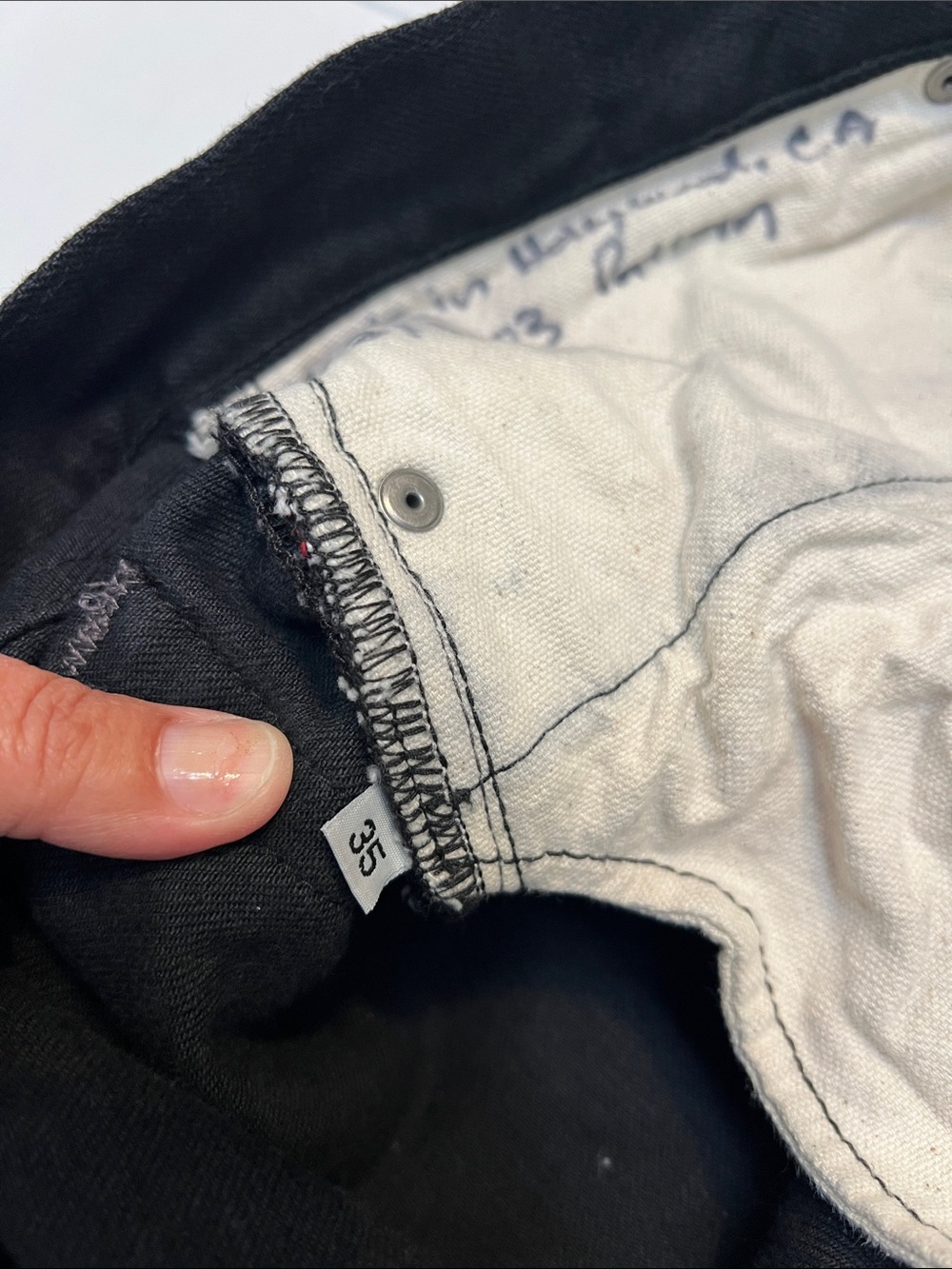 SCHAEFFER’S GARMENT HOTEL MADE IN USA RARE BLACK DOUBLE KNEE JEANS 34x35 - Picture 15 of 16